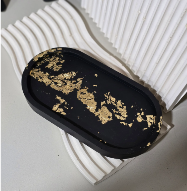 Black Gold Foil Oval Tray